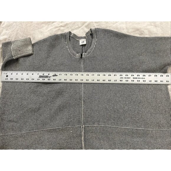 Cabi Women's Black White Striped Cupid Cardigan Sweater Small Zip-Up Boxy Fit - Picture 6 of 7